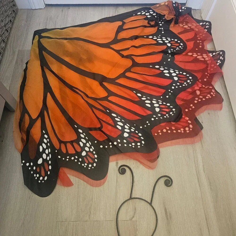 Adult Halloween Monarch Butterfly Cape Wings with headband